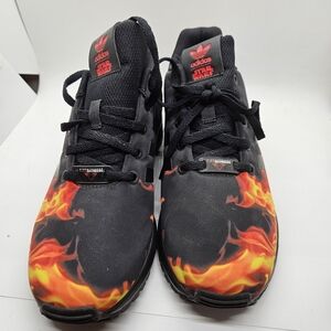 Adidas Black and Orange Flame Sneakers